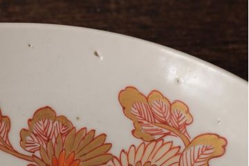 江戸期　伊万里焼　金彩色絵染付八寸皿(窓絵、8寸皿、大皿、古伊万里、和食器)(R-042310)
