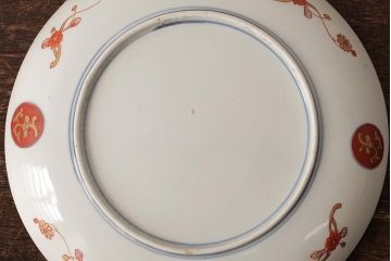 江戸期　伊万里焼　金彩色絵染付八寸皿(窓絵、8寸皿、大皿、古伊万里、和食器)(R-042310)