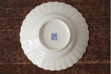 江戸期　古伊万里　白磁染付輪花小皿2枚セット(小鉢、和食器)(R-042311)