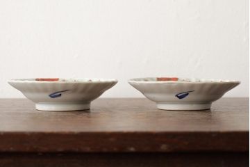 江戸期　古伊万里　色絵染付小皿2枚セット(小鉢、和食器)(R-042314)