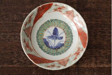 江戸期　古伊万里　色絵染付小皿2枚セット(小鉢、和食器)(R-042314)