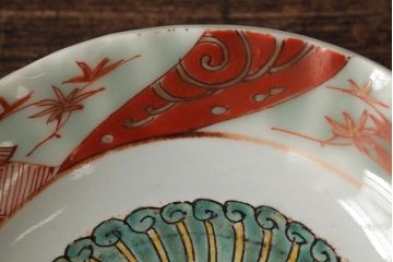 江戸期　古伊万里　色絵染付小皿2枚セット(小鉢、和食器)(R-042314)