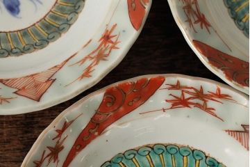 江戸期　古伊万里　色絵染付小皿3枚セット(小鉢、和食器)(R-042316)