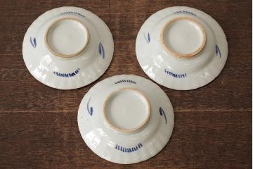 江戸期　古伊万里　色絵染付小皿3枚セット(小鉢、和食器)(R-042316)