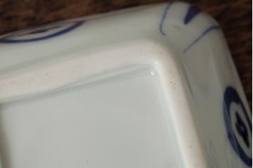 幕末明治期　伊万里焼　染付角皿2枚セット(向付、小鉢、和食器)(R-042318)