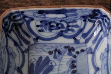 幕末明治期　伊万里焼　染付角皿2枚セット(向付、小鉢、和食器)(R-042318)