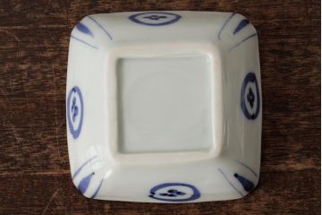 幕末明治期　伊万里焼　染付角皿2枚セット(向付、小鉢、和食器)(R-042318)