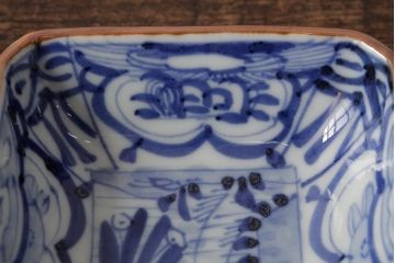 幕末明治期　伊万里焼　染付角皿2枚セット(向付、小鉢、和食器)(R-042319)