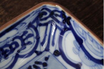 幕末明治期　伊万里焼　染付角皿2枚セット(向付、小鉢、和食器)(R-042320)