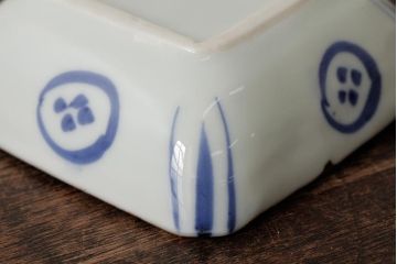 幕末明治期　伊万里焼　染付角皿2枚セット(向付、小鉢、和食器)(R-042320)
