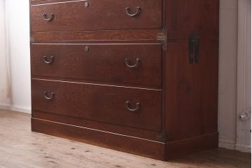 ヴィンテージ家具　和製アンティーク　前面ケヤキ材　流れるような杢目が美しい重ね箪笥(衣装箪笥、引き出し、ビンテージ)(R-042335)