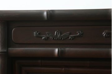ビンテージ家具　花梨(カリン)材　竹のような意匠が印象的な飾り棚(飾棚、茶棚)(R-042340)