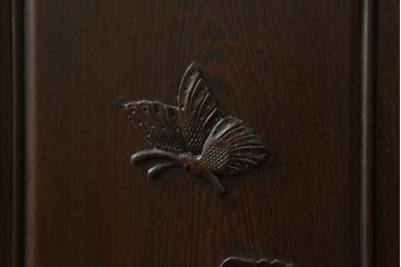 ビンテージ家具　花梨(カリン)材　竹のような意匠が印象的な飾り棚(飾棚、茶棚)(R-042340)