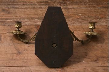 アンティーク雑貨　真鍮　ブラケットライトをリメイクした壁掛けキャンドルホルダー(ろうそく立て、燭台、キャンドルスタンド)(R-042348)