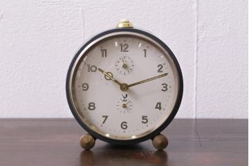 ジャンク品　ヴィンテージ雑貨　フランスビンテージ　JAZ社　シックな覚まし時計(置時計、枕時計)(R-042352)