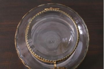 アンティーク雑貨　フランスアンティーク　ルイ16世様式　真鍮の装飾がおしゃれなジュエリーケース(ガラスポット)(R-042355)