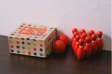レトロ雑貨　昭和レトロ　キンキン堂　木製ボーリングセット(三越)(R-042358)