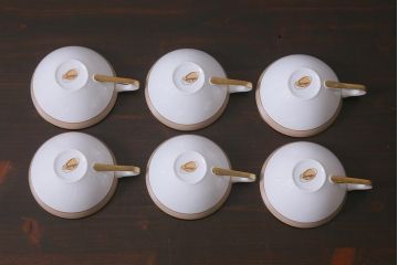 昭和レトロ　未使用　サンゴートーキ(三郷陶器)　陶器カップ&ソーサー6客(R-042360)