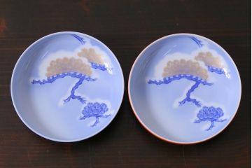 深川製磁　未使用品　松に初雪　組蓋向付(茶碗)(R-042361)