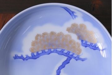 深川製磁　未使用品　松に初雪　組蓋向付(茶碗)(R-042361)