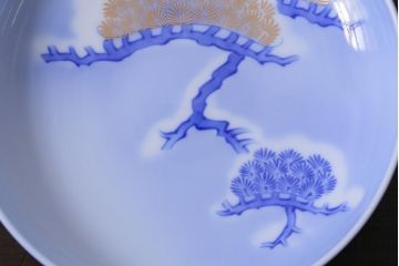 深川製磁　未使用品　松に初雪　組蓋向付(茶碗)(R-042361)