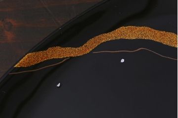 未使用　輪島塗　霞蒔絵銘々皿5客(木製漆器)(R-042362)