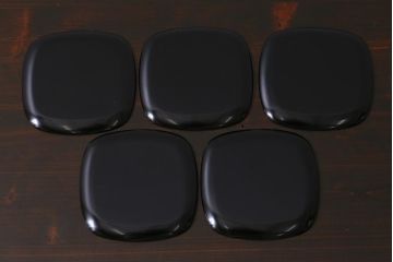 未使用　輪島塗　4.6寸霞蒔絵銘々皿5客(木製漆器)(R-042363)