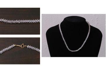ヴィンテージアクセサリー　K18(18金)　透明な輝きを放つビンテージクリスタルネックレス(R-042368)