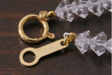 ヴィンテージアクセサリー　K18(18金)　透明な輝きを放つビンテージクリスタルネックレス(R-042368)
