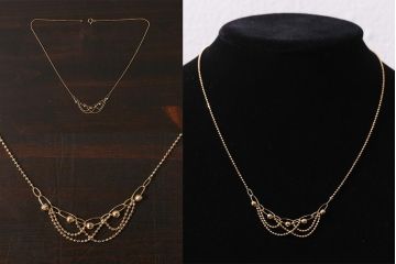 ヴィンテージアクセサリー　K18(18金)　多面カットを施したパーツが美しいビンテージネックレス　重さ約3.47g(R-042369)