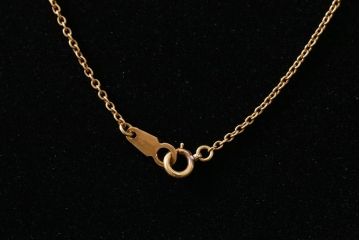 ヴィンテージアクセサリー　K18(18金)　金75%　造幣局ホールマーク刻印　切子デザイン　アーモンド形のパーツが美しいビンテージネックレス　重さ約4.09g(R-042370)