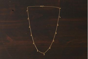 ヴィンテージアクセサリー　K18(18金)　金75%　造幣局ホールマーク　切子がアクセントになったビンテージチェーンネックレス　重さ約3.96g(R-042371)