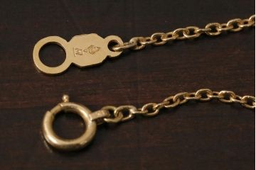 ヴィンテージアクセサリー　K18(18金)　金75%　造幣局ホールマーク　切子がアクセントになったビンテージチェーンネックレス　重さ約3.96g(R-042371)