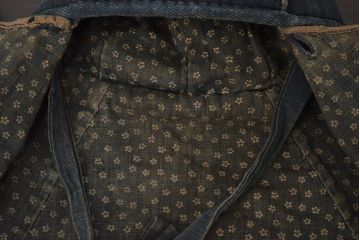 アンティーク雑貨　明治〜大正　古い火消し頭巾(刺子、木綿、藍染、古布)(R-042401)