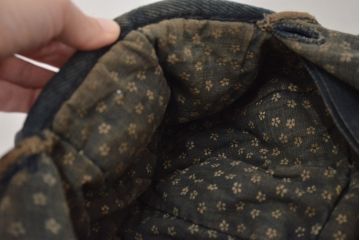 アンティーク雑貨　明治〜大正　古い火消し頭巾(刺子、木綿、藍染、古布)(R-042401)