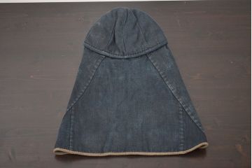 アンティーク雑貨　明治〜大正　古い火消し頭巾(刺子、木綿、藍染、古布)(R-042401)