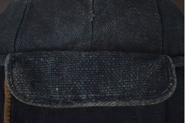 アンティーク雑貨　明治〜大正　古い火消し頭巾(刺子、木綿、藍染、古布)(R-042401)