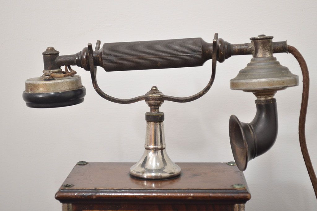 アンティーク雑貨　大正十年　日本電気株式会社　デルビル磁石式電話機(R-042409)