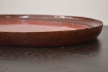 アンティーク雑貨　味の良い古い木製盆(李朝、時代物、漆器)(R-042411)