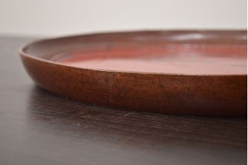 アンティーク雑貨　味の良い古い木製盆(李朝、時代物、漆器)(R-042411)
