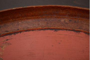 アンティーク雑貨　味の良い古い木製盆(李朝、時代物、漆器)(R-042411)