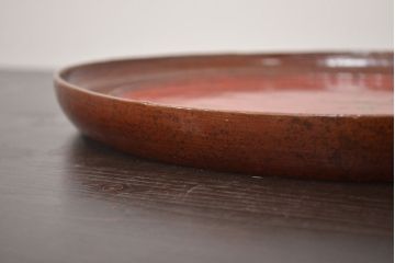 アンティーク雑貨　味の良い古い木製盆(李朝、時代物、漆器)(R-042411)