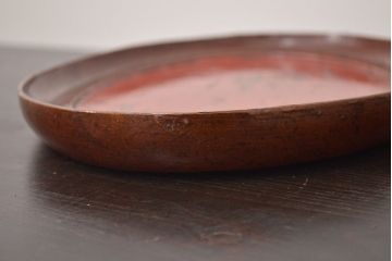 アンティーク雑貨　味の良い古い木製盆(李朝、時代物、漆器)(R-042411)