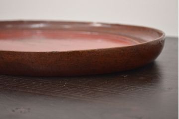 アンティーク雑貨　味の良い古い木製盆(李朝、時代物、漆器)(R-042411)