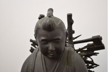 アンティーク雑貨　昭和初期　古い二宮金次郎　ブロンズ像　6.41kg(應需銘)(R-042414)