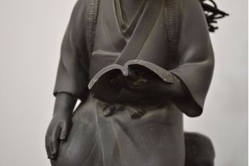 アンティーク雑貨　昭和初期　古い二宮金次郎　ブロンズ像　6.41kg(應需銘)(R-042414)