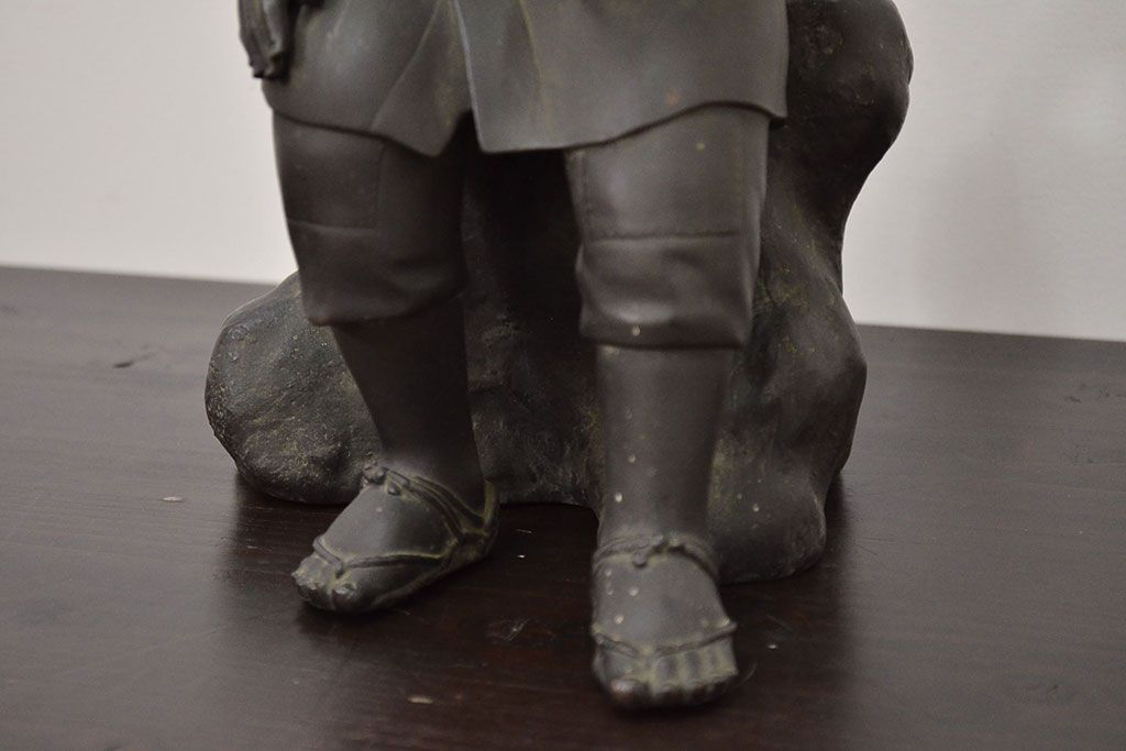 アンティーク雑貨　昭和初期　古い二宮金次郎　ブロンズ像　6.41kg(應需銘)(R-042414)