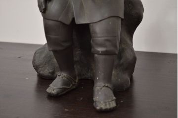 アンティーク雑貨　昭和初期　古い二宮金次郎　ブロンズ像　6.41kg(應需銘)(R-042414)