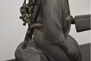 アンティーク雑貨　昭和初期　古い二宮金次郎　ブロンズ像　6.41kg(應需銘)(R-042414)