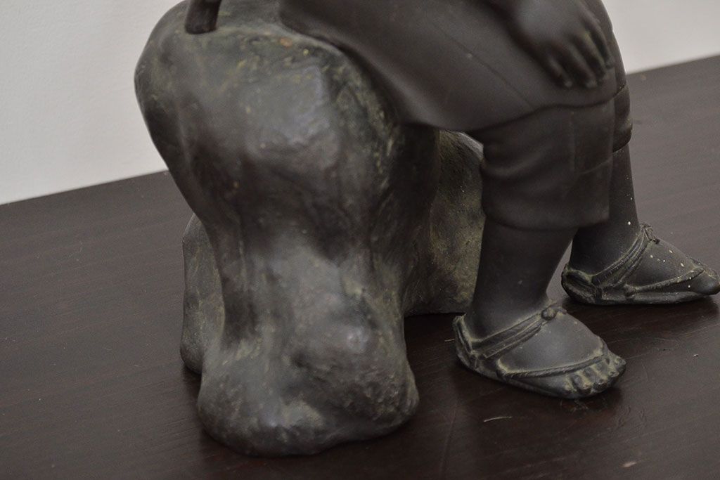 アンティーク雑貨　昭和初期　古い二宮金次郎　ブロンズ像　6.41kg(應需銘)(R-042414)